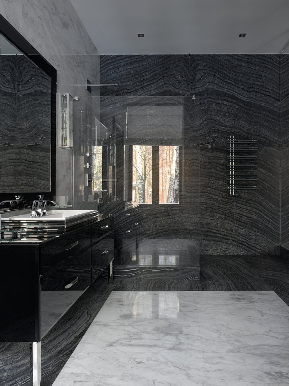 Фотография: Ванная в стиле Современный, Дом, Дом и дача, Московская область, Эксклюзивные проекты, «Бахарев и партнеры», Мария Бахарева, Никита Бахарев, Переделкино – фото на INMYROOM