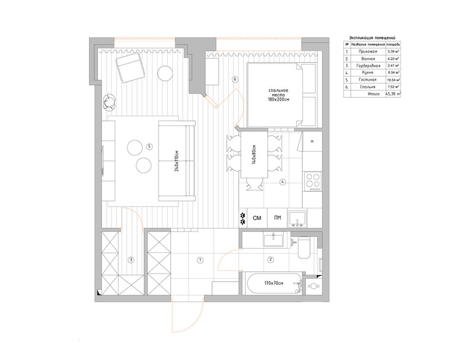 Фотография: Планировки в стиле , Лофт, Квартира, Проект недели, Москва, 2 комнаты, 40-60 метров, Юлия Тельнова – фото на INMYROOM