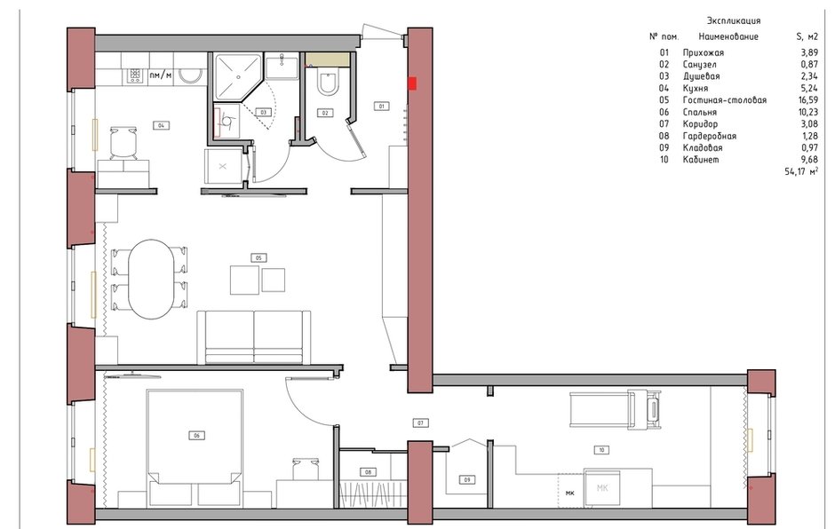 План с расстановкой мебели