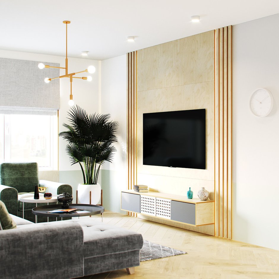 Фотография: Гостиная в стиле Современный, Квартира, Минимализм, Проект недели, Санкт-Петербург, Монолитный дом, 3 комнаты, 60-90 метров, Более 90 метров, LINES – фото на INMYROOM