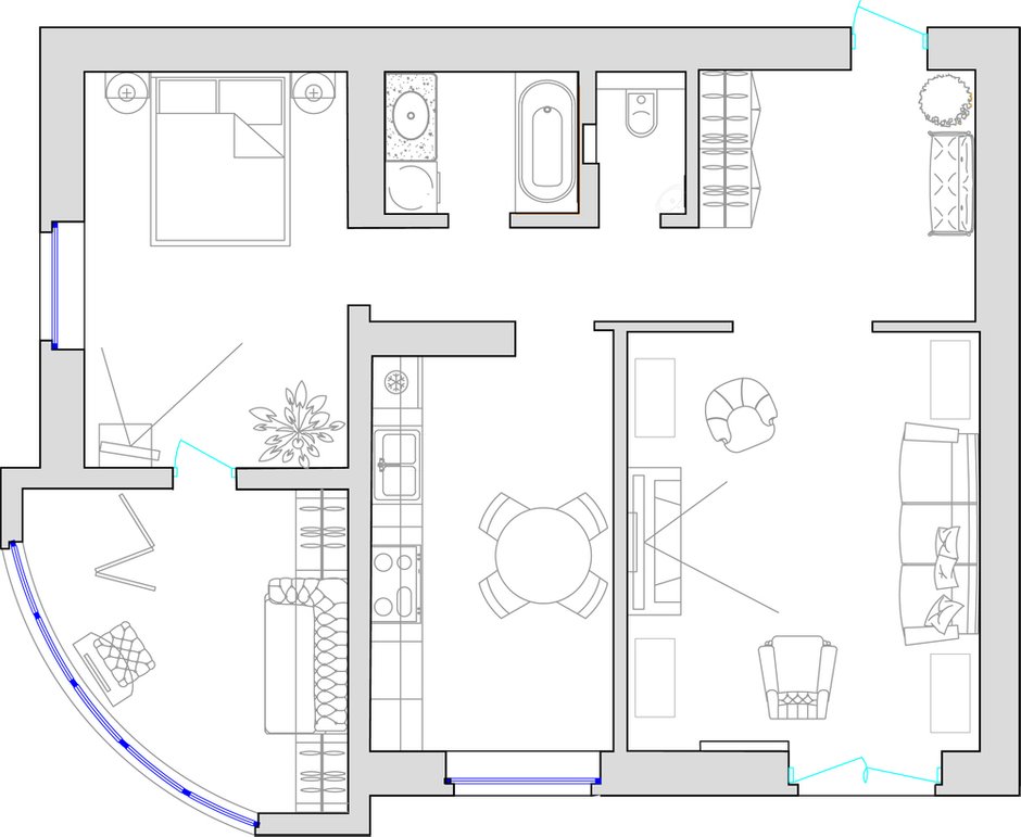 Фотография: Планировки в стиле , Балкон, Интерьер комнат – фото на INMYROOM