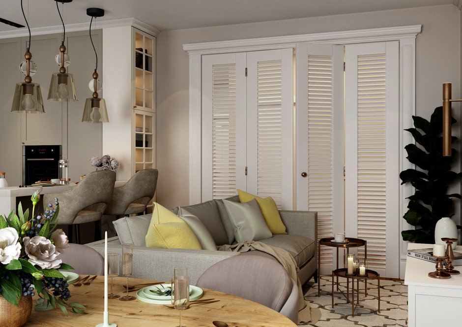 Фотография: Гостиная в стиле Современный, Квартира, Проект дня, Бежевый, Неоклассика, интерьер в стиле современной классики, Тверской район, бежевый интерьер, 3 комнаты, Более 90 метров, Тверская область, Дарья Титова – фото на INMYROOM