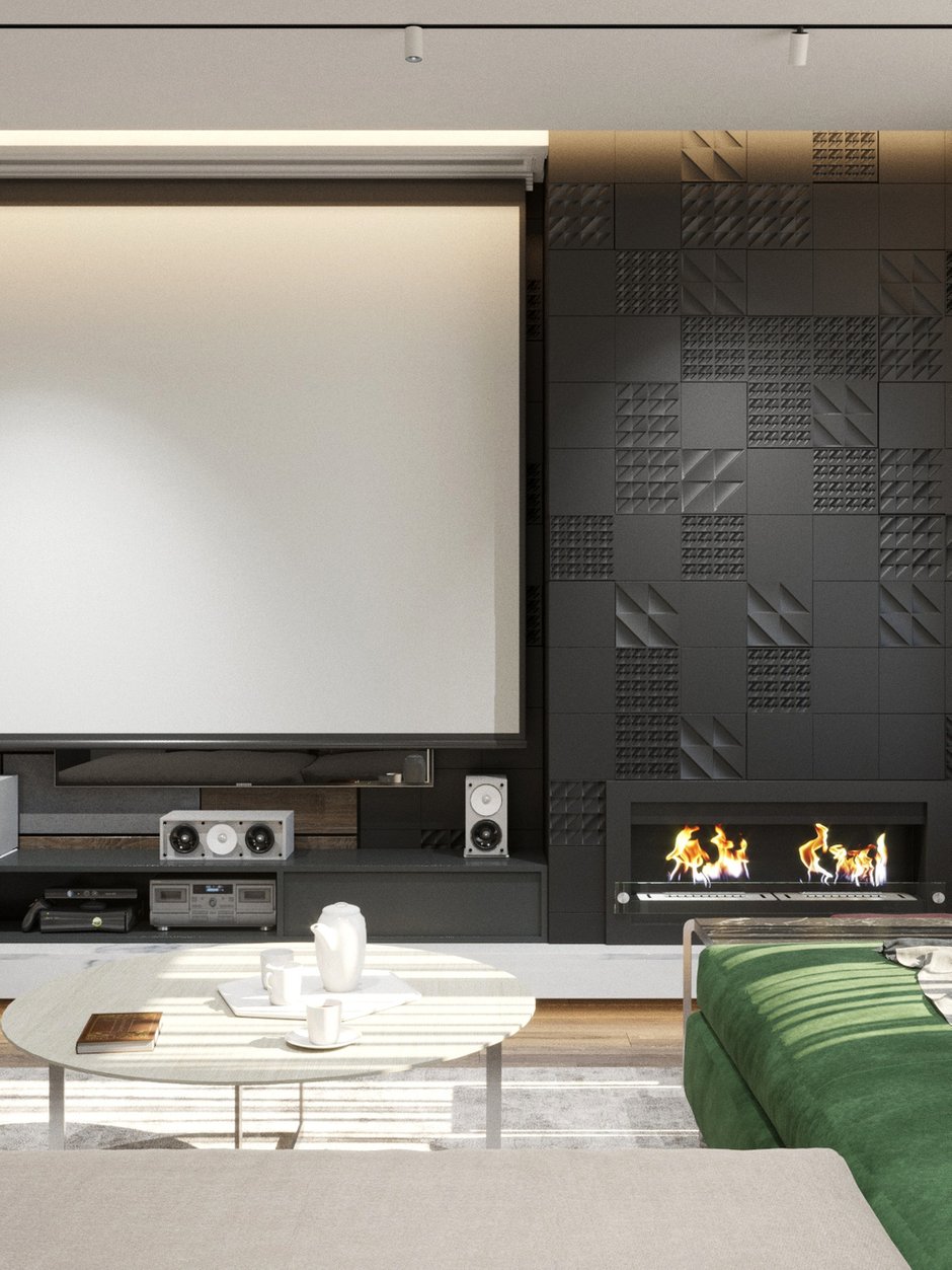 Фотография: Гостиная в стиле Современный, Квартира, Проект недели, Павел Алексеев, 3 комнаты, Более 90 метров, Монолитно-кирпичный, «Парк Рублево» – фото на INMYROOM