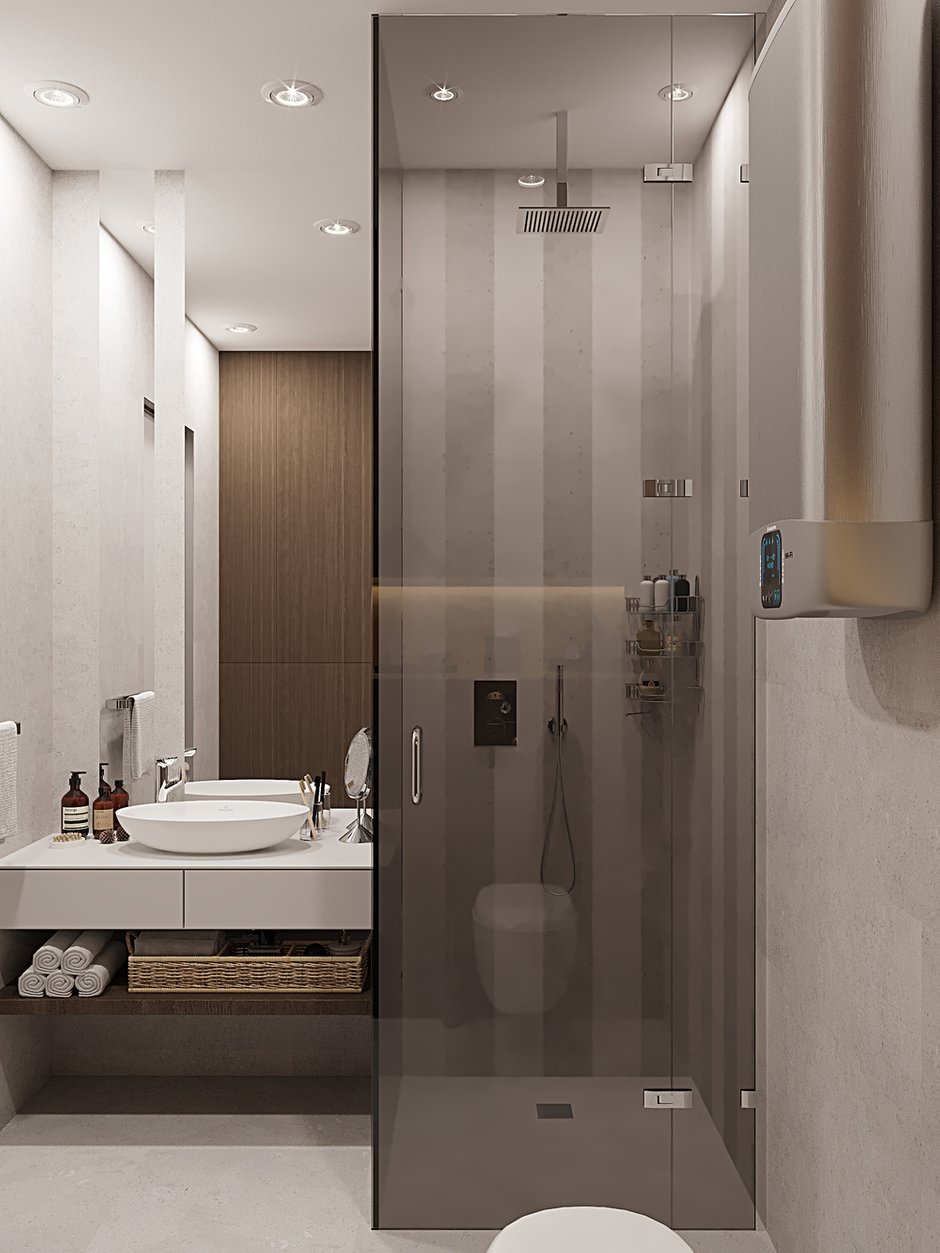 Фотография: Ванная в стиле Современный, Квартира, Проект недели, Москва, Монолитный дом, 4 и больше, Более 90 метров, Олеся Березовская – фото на INMYROOM