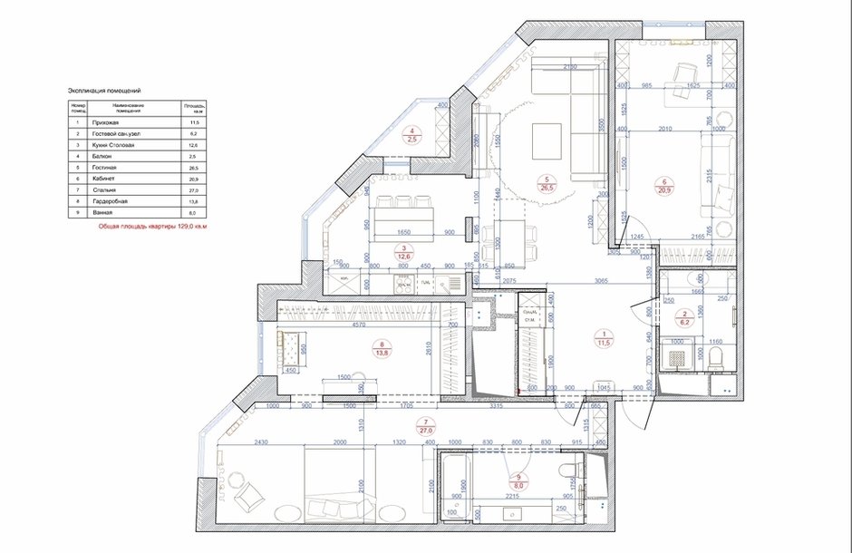 План с расстановкой мебели