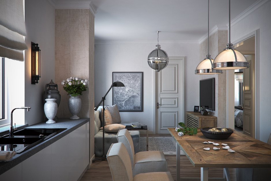 Фотография: Кухня и столовая в стиле Современный, Квартира, Проект недели, Москва, Виктория Киорсак, Монолитный дом, 3 комнаты, 60-90 метров, ЖК «Богородский» – фото на INMYROOM