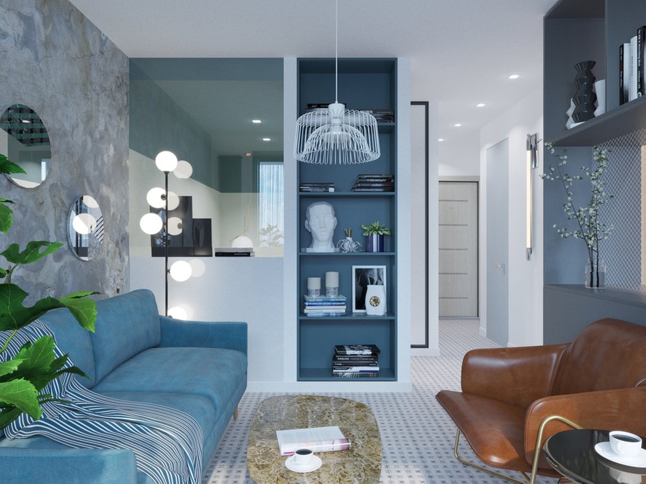 Фотография: Гостиная в стиле Современный, Малогабаритная квартира, квартира холостяка, малогабаритка, 1 комната, до 40 метров, Юлия Тельнова – фото на INMYROOM