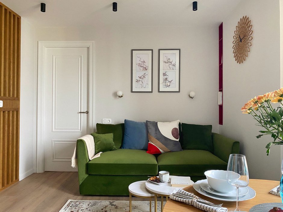 Фотография: Гостиная в стиле Современный, Квартира, Проект дня, Красногорск, 2 комнаты, 40-60 метров, One Line Design – фото на INMYROOM