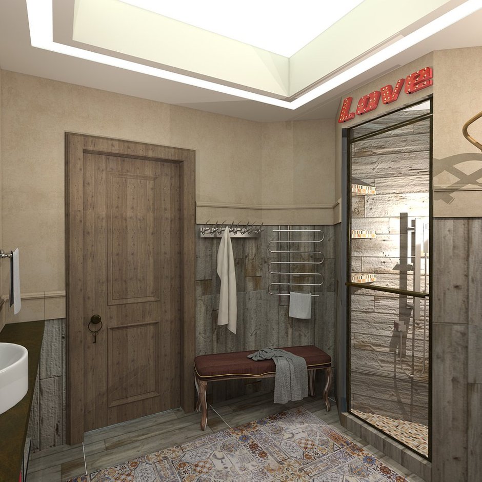 Фотография: Ванная в стиле Прованс и Кантри, Лофт, Квартира, Проект недели, Челябинск, новостройка, Анна Серскова, ЙОХ architects, Монолитный дом, 2 комнаты, 60-90 метров – фото на INMYROOM