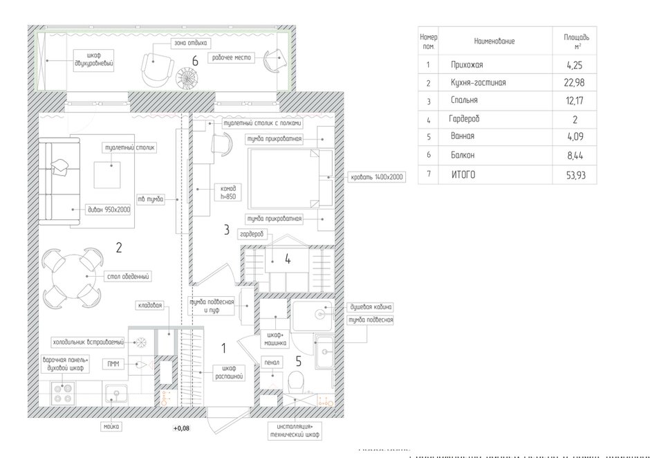 План с расстановкой мебели