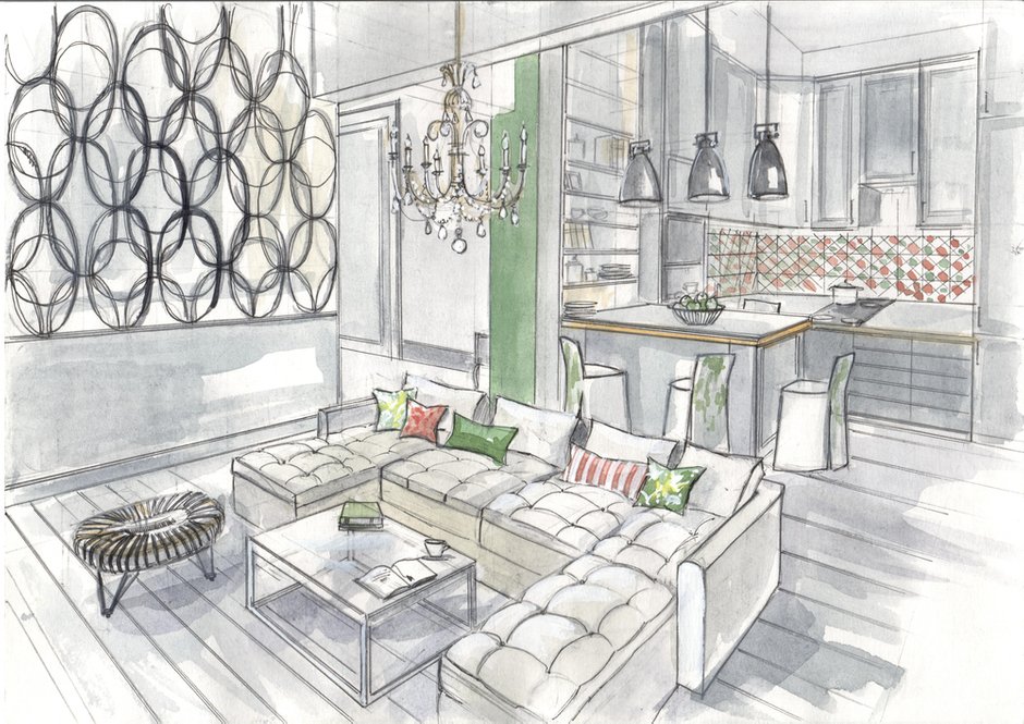 Фотография:  в стиле , Современный, Эклектика, Квартира, Проект недели, Москва, Сталинка, Кирпичный дом, 1 комната, 2 комнаты, 40-60 метров, Оксана Станиславова, Алена Дзуцева, SODA Homedecor – фото на INMYROOM