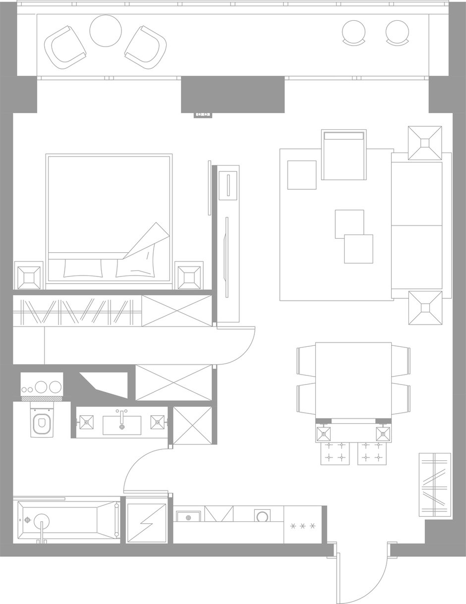 Фотография: Планировки в стиле , Квартира, Проект недели, Москва, Кирпичный дом, 1 комната, 40-60 метров, Студия TS Design – фото на INMYROOM