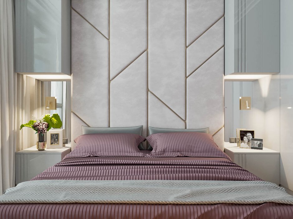 Фотография: Спальня в стиле Современный, Квартира, Проект недели, Москва, Яна Волкова, Юрий Волков, Студия Волковых, 2 комнаты, 40-60 метров, Монолитно-кирпичный, ЖК «Лайнер» – фото на INMYROOM