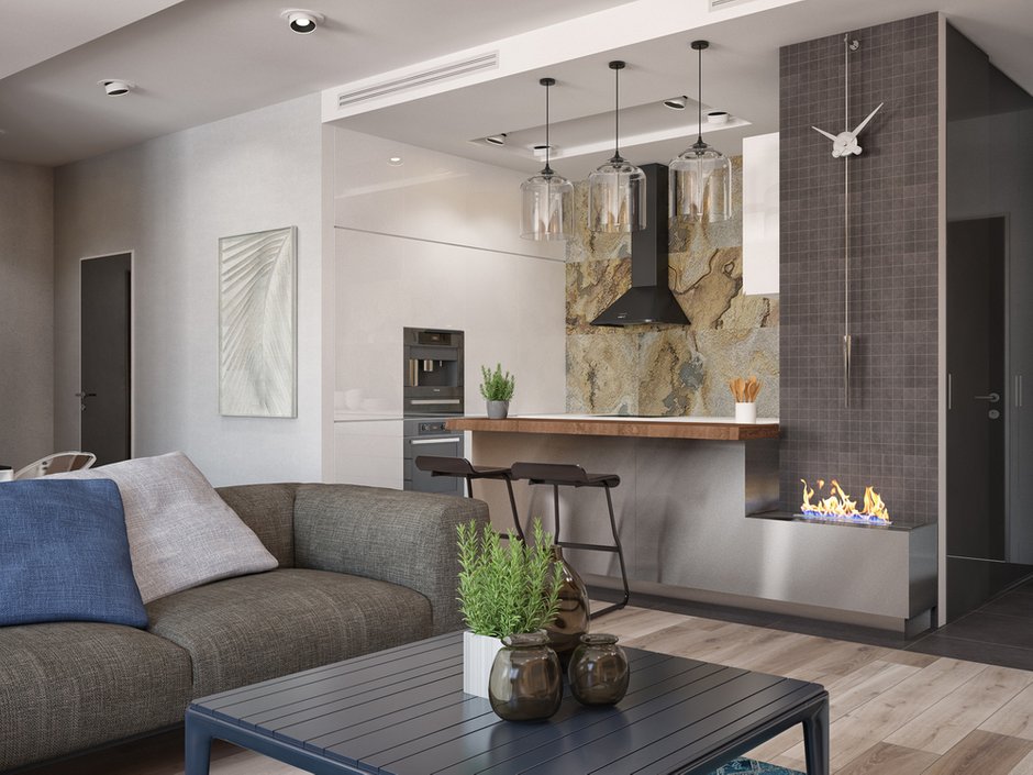 Фотография: Гостиная в стиле Современный, Квартира, Проект недели, Эко, Казань, Марсель Кадыров, новостройка, Монолитный дом, 2 комнаты, 60-90 метров – фото на INMYROOM