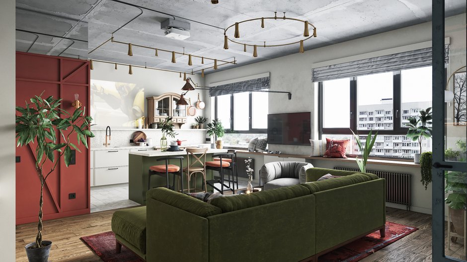 Фотография: Гостиная в стиле Эклектика, Квартира, Проект недели, Москва, ToTaste Studio, 3 комнаты, 60-90 метров – фото на INMYROOM