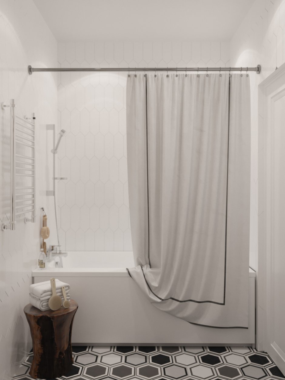 Фотография: Ванная в стиле Скандинавский, Квартира, Проект недели, Москва, Юлия Чернова, Монолитный дом, 2 комнаты, 40-60 метров, Алина Ануфриева, ЖК «Маршала Захарова» – фото на INMYROOM