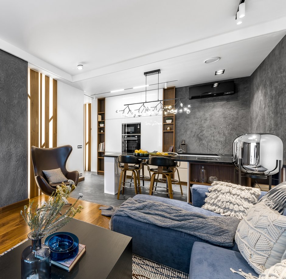 Фотография: Гостиная в стиле Современный, Квартира, Проект недели, сценарии освещения, современные сценарии освещения, 40-60 метров, ЖК «Долина Сетунь», Ya Interiors – фото на INMYROOM