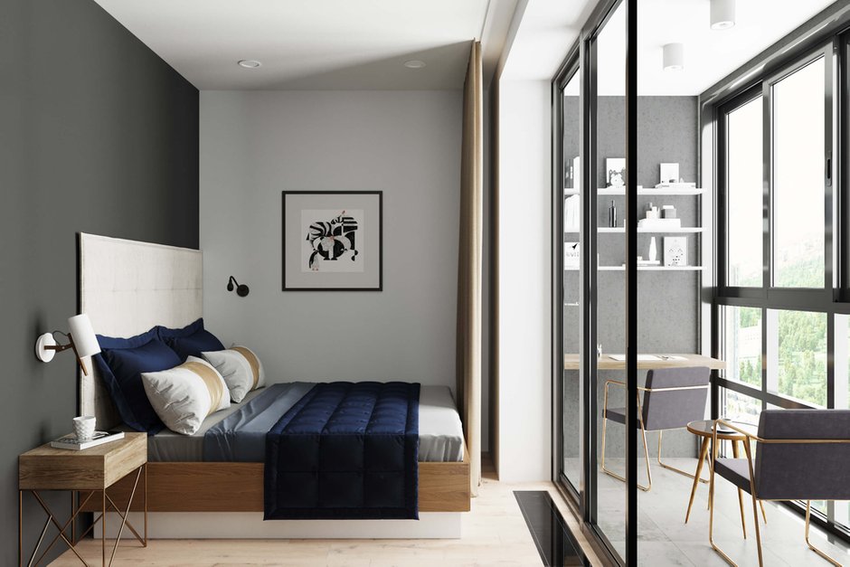 Фотография: Спальня в стиле Современный, Квартира, Проект недели, Москва, Geometrium, Монолитный дом, 2 комнаты, 40-60 метров – фото на INMYROOM