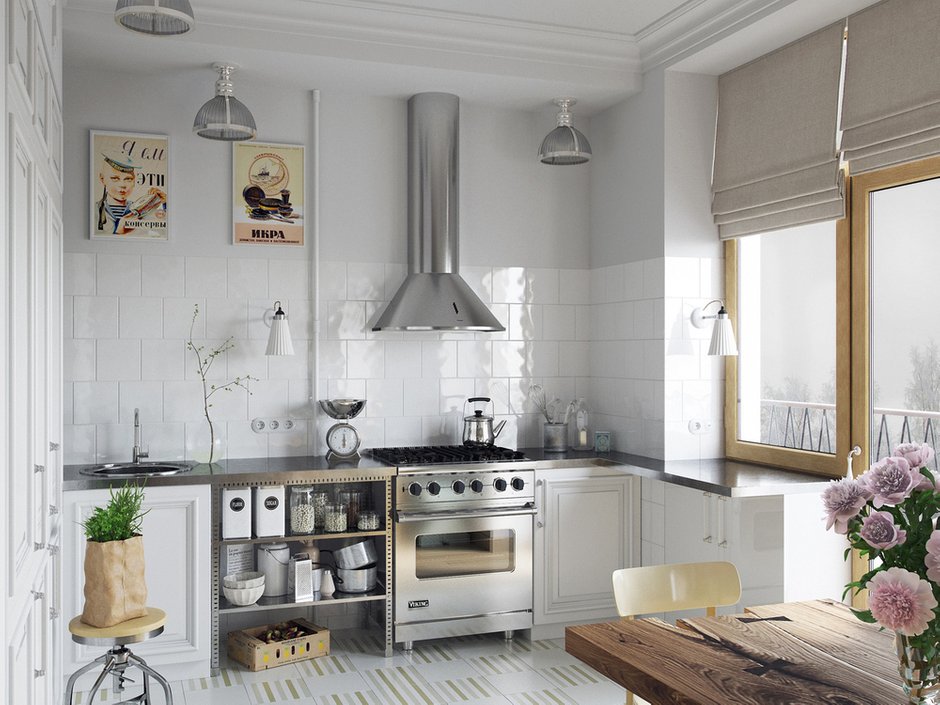 Фотография: Кухня и столовая в стиле Скандинавский, Современный, Квартира, Проект недели, Москва, Сталинка, 3 комнаты, 60-90 метров, Маргарита Рассказова – фото на INMYROOM