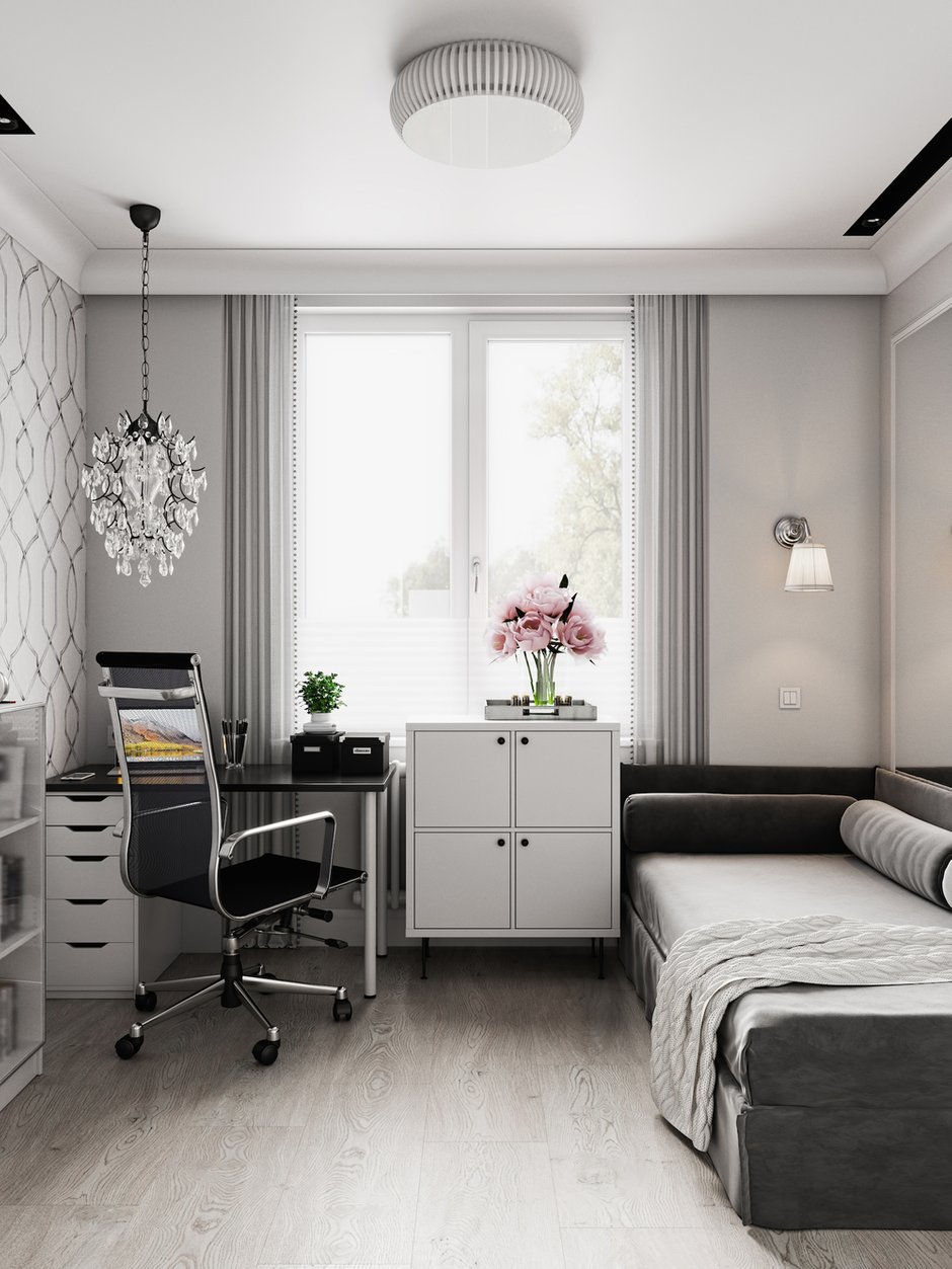 Фотография: Кабинет в стиле Классический, Современный, Квартира, Проект недели, Даша Ухлинова, Зеленоград, ГМС-1, 2 комнаты, 40-60 метров – фото на INMYROOM