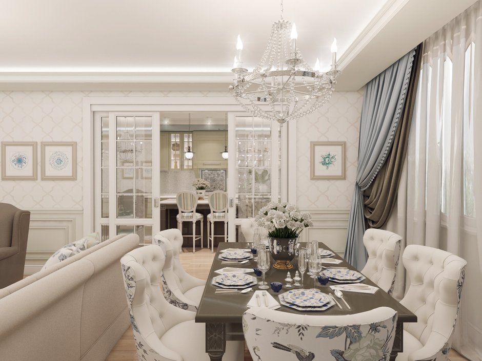 Фотография: Кухня и столовая в стиле Классический, Современный, Квартира, Проект недели, Красногорск, Московская область, Яна Волкова, Юрий Волков, Студия Волковых, новостройка, Монолитный дом, 3 комнаты, Более 90 метров – фото на INMYROOM