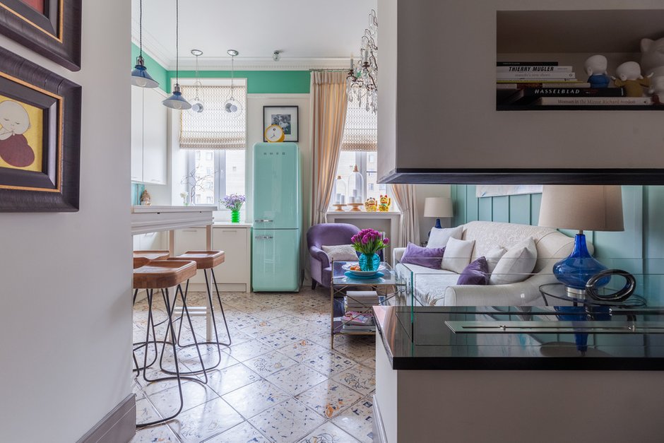 Фотография: Гостиная в стиле Прованс и Кантри, Квартира, Проект недели, Москва, Кирпичный дом, 2 комнаты – фото на INMYROOM