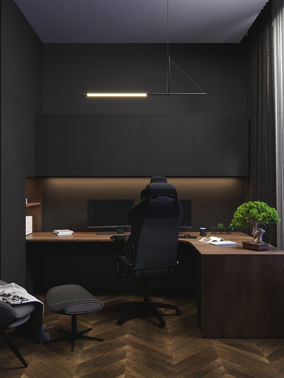 Фотография: Кабинет в стиле Современный, Эклектика, Квартира, Минимализм, Проект недели, Москва, 4 и больше, Более 90 метров, Александра Пармон – фото на INMYROOM