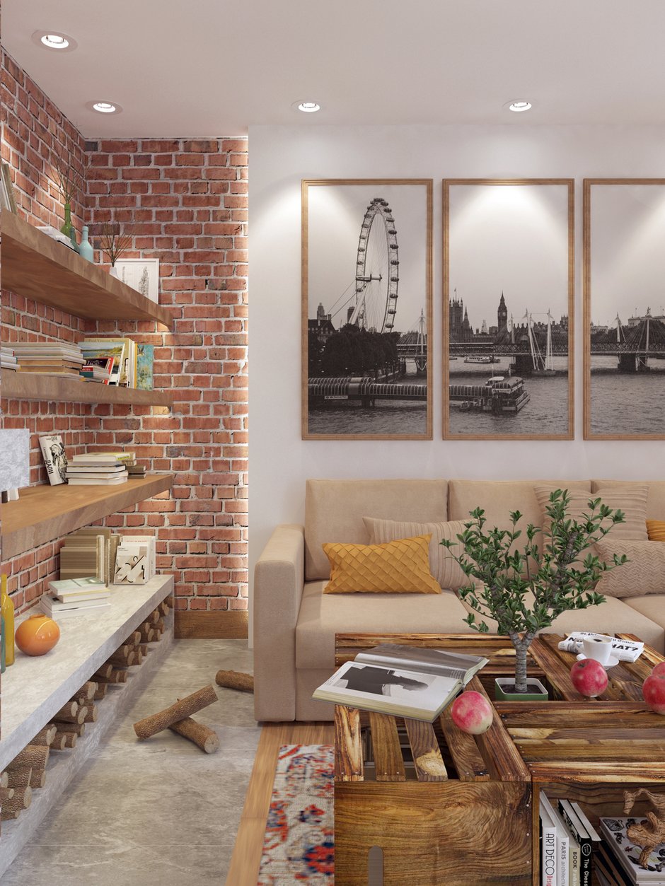 Фотография: Гостиная в стиле Современный, Дом, Проект недели, Дом и дача, Московская область, Кирпичный дом, Алеся Котова – фото на INMYROOM