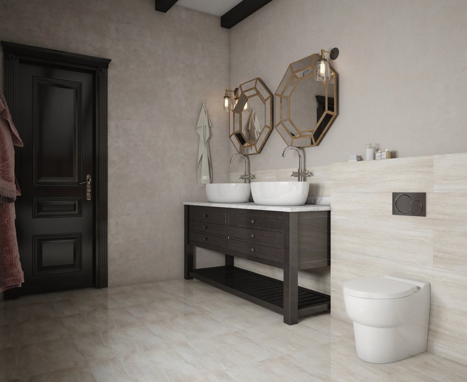 Фотография: Ванная в стиле Прованс и Кантри, Дом, Проект недели, Дом и дача, мансарда в загородном доме, Пермь, Юлия Чурина, необычный камин, декоративные балки – фото на INMYROOM