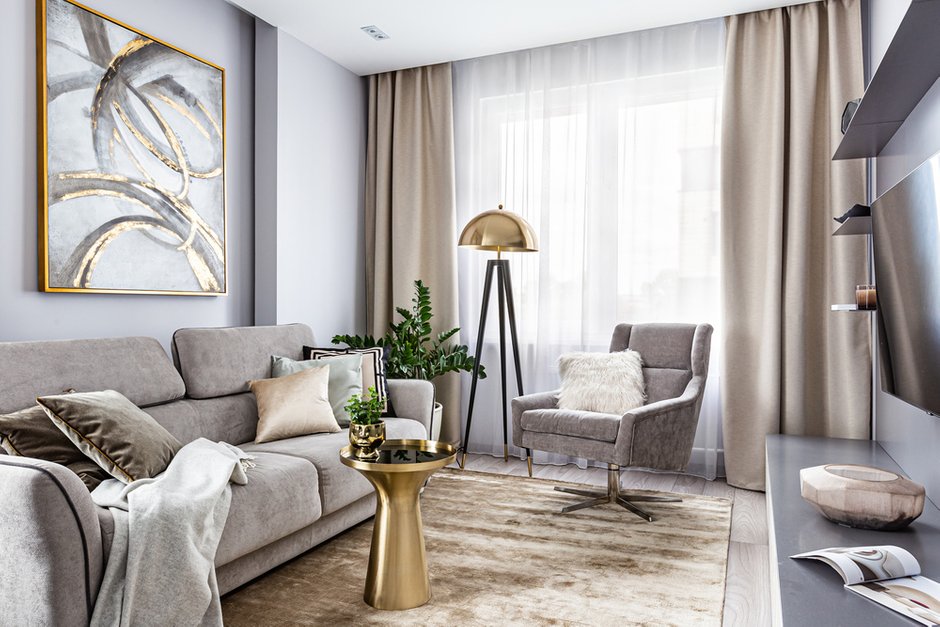 Фотография: Гостиная в стиле Современный, Квартира, Проект недели, Санкт-Петербург, 3 комнаты, 60-90 метров, Вероника Мартюшева – фото на INMYROOM