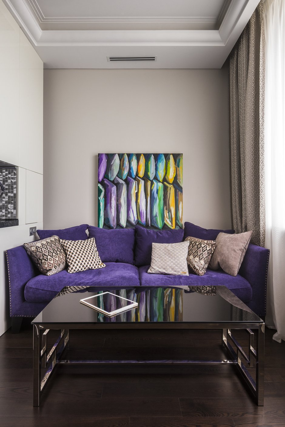 Фотография: Гостиная в стиле Современный, Квартира, Проект дня, Москва, Монолитный дом, 3 комнаты, 60-90 метров, Ольга Рудакова, ЖК «Самаринский» – фото на INMYROOM