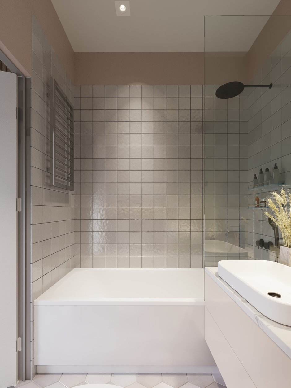 Фотография: Ванная в стиле Современный, Малогабаритная квартира, Квартира, Проект дня, Москва, Монолитный дом, 1 комната, до 40 метров, 40-60 метров, Яна Грошева, ПРЕМИЯ INMYROOM – фото на INMYROOM