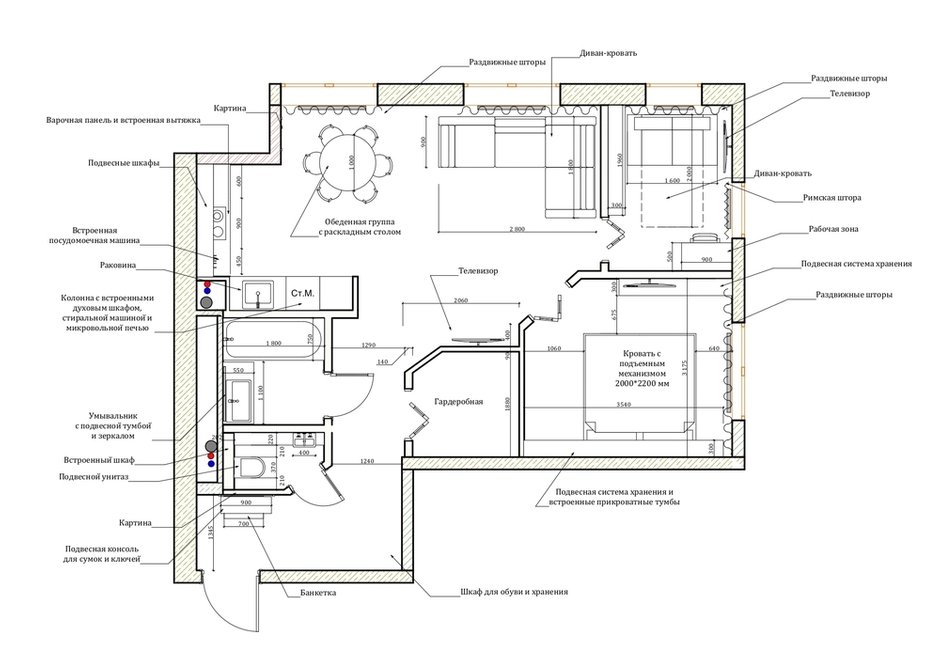 Фотография: Планировки в стиле , Современный, Квартира, Проект недели, Москва, 3 комнаты, 60-90 метров, Bazilik Interior Design, Карина Неделяй – фото на INMYROOM
