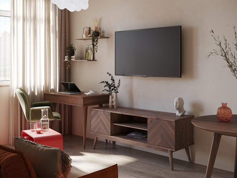 Фотография: Гостиная в стиле Современный, Малогабаритная квартира, Проект дня, Москва, Монолитный дом, 2 комнаты, до 40 метров, Елена Бургонская – фото на INMYROOM