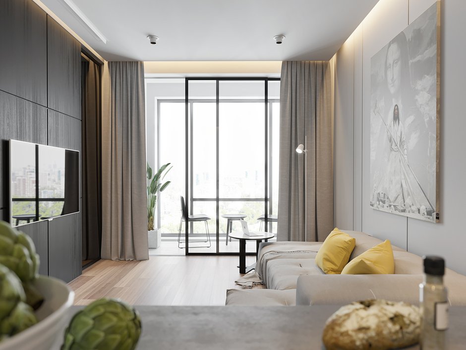 Фотография: Гостиная в стиле Минимализм, Проект недели, ЖК Фили Град, новостройка, Quadro room – фото на INMYROOM