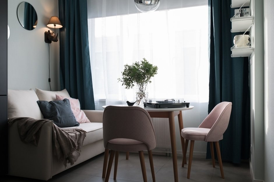 Фотография: Кухня и столовая в стиле Скандинавский, Современный, Квартира, Перепланировка, 1 комната, до 40 метров, Нина Иваненко – фото на INMYROOM