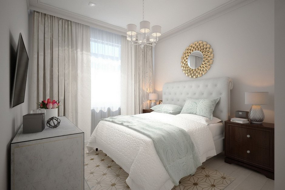 Фотография: Спальня в стиле Прованс и Кантри, Современный, Квартира, Проект недели, Санкт-Петербург, новостройка, Светлана Иванова, Кирпичный дом, Монолитный дом, 2 комнаты, 60-90 метров – фото на INMYROOM