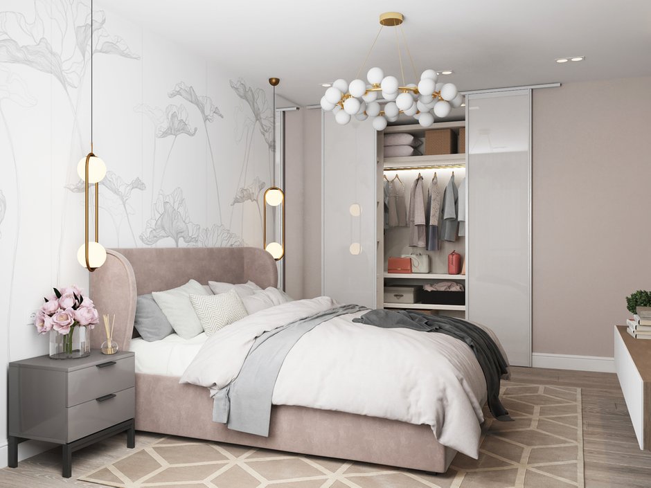 Фотография: Спальня в стиле Современный, Квартира, Проект недели, Санкт-Петербург, 2 комнаты, 40-60 метров, Анастасия Шумова – фото на INMYROOM