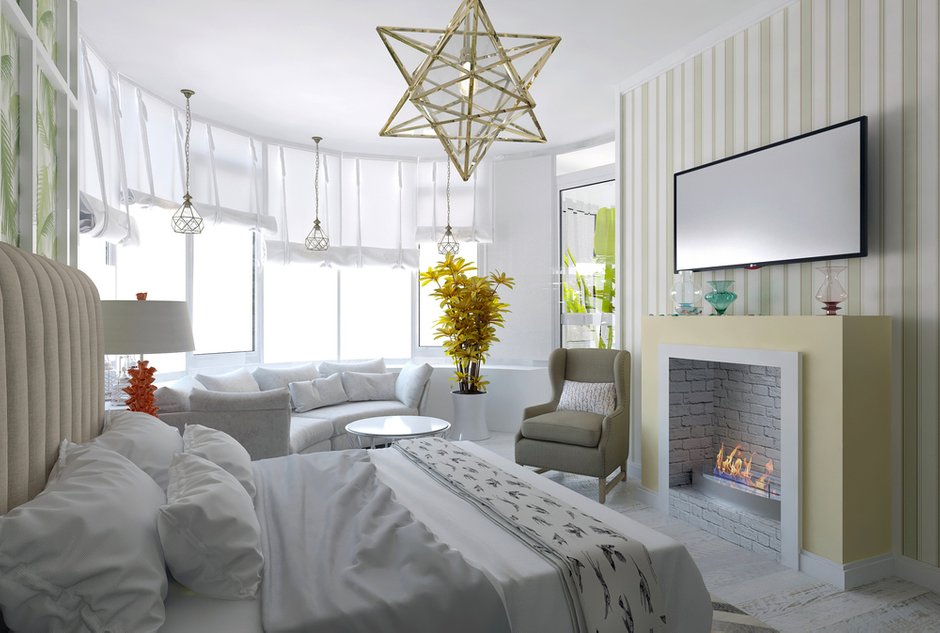 Фотография: Спальня в стиле Прованс и Кантри, Квартира, Проект дня, Москва, Монолитный дом, 2 комнаты, 60-90 метров, Маргарита Рассказова, ЖК «Айвазовский» – фото на INMYROOM