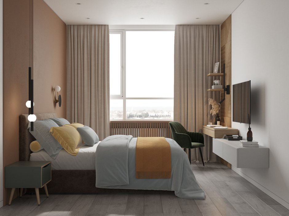 Фотография: Спальня в стиле Современный, Минимализм, Квартира, Проект недели, Москва, Монолитный дом, 3 комнаты, 60-90 метров, Анастасия Григорьева – фото на INMYROOM