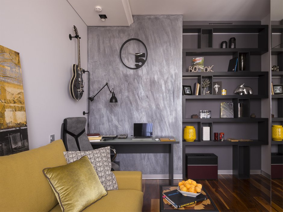 Фотография: Кабинет в стиле Современный, Квартира, Проект дня, Москва, Монолитный дом, 3 комнаты, 60-90 метров, Ольга Рудакова, ЖК «Самаринский» – фото на INMYROOM