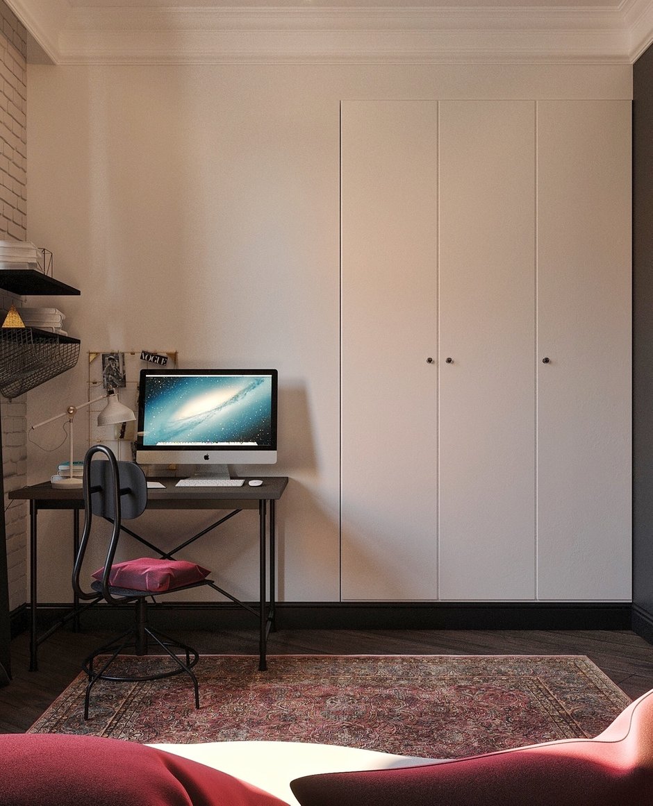 Фотография: Кабинет в стиле Лофт, Эклектика, Квартира, Проект дня, Москва, Сталинка, 3 комнаты, 40-60 метров, 60-90 метров, IN MY BOX, Анна Показаньева – фото на INMYROOM