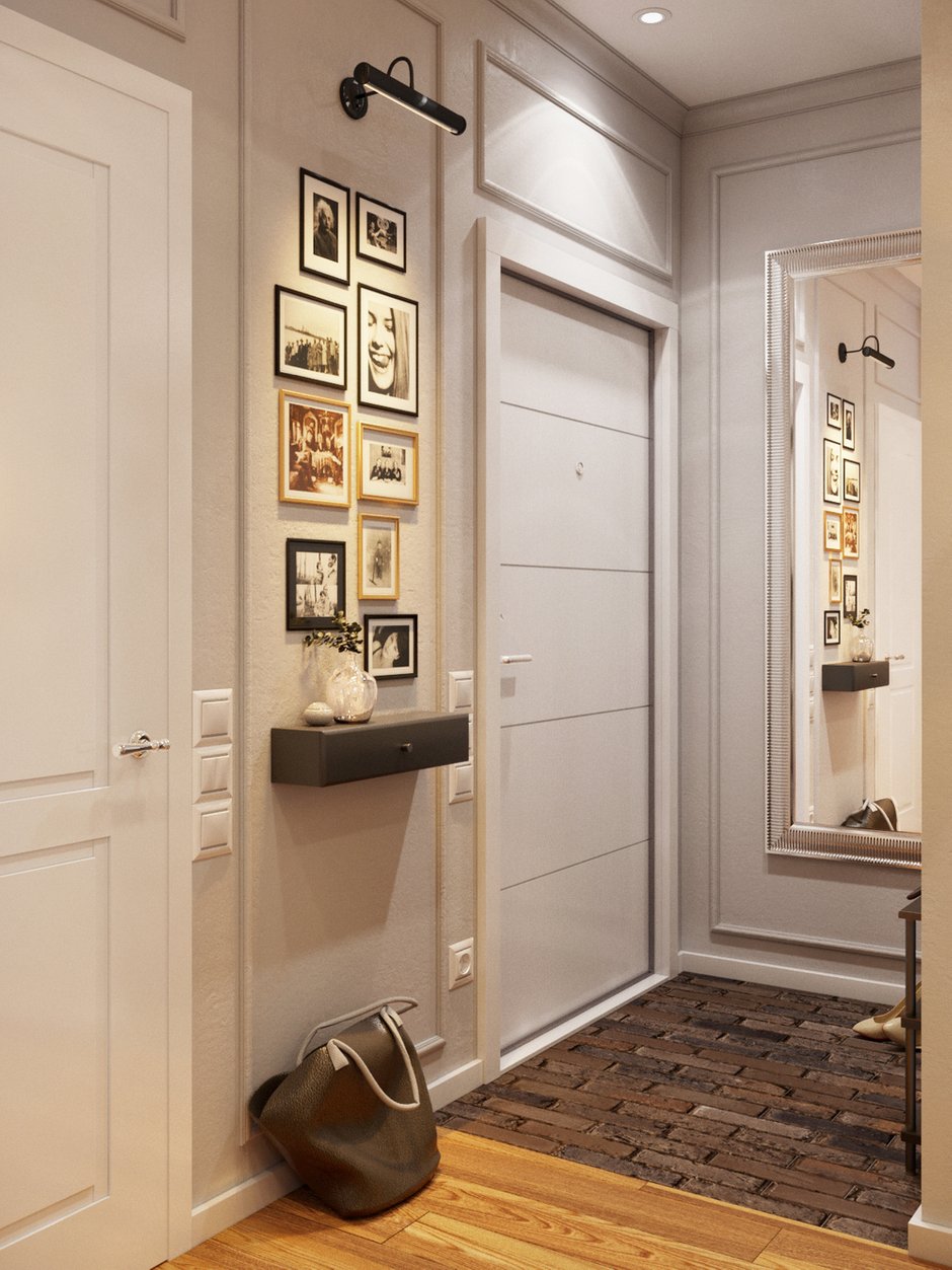 Фотография: Прихожая в стиле Современный, Классический, Квартира, Проект недели, Монолитный дом, 1 комната, 40-60 метров, Екатерина Саламандра, Бюро «Общая Площадь», ЖК «Переделкино Ближнее» – фото на INMYROOM