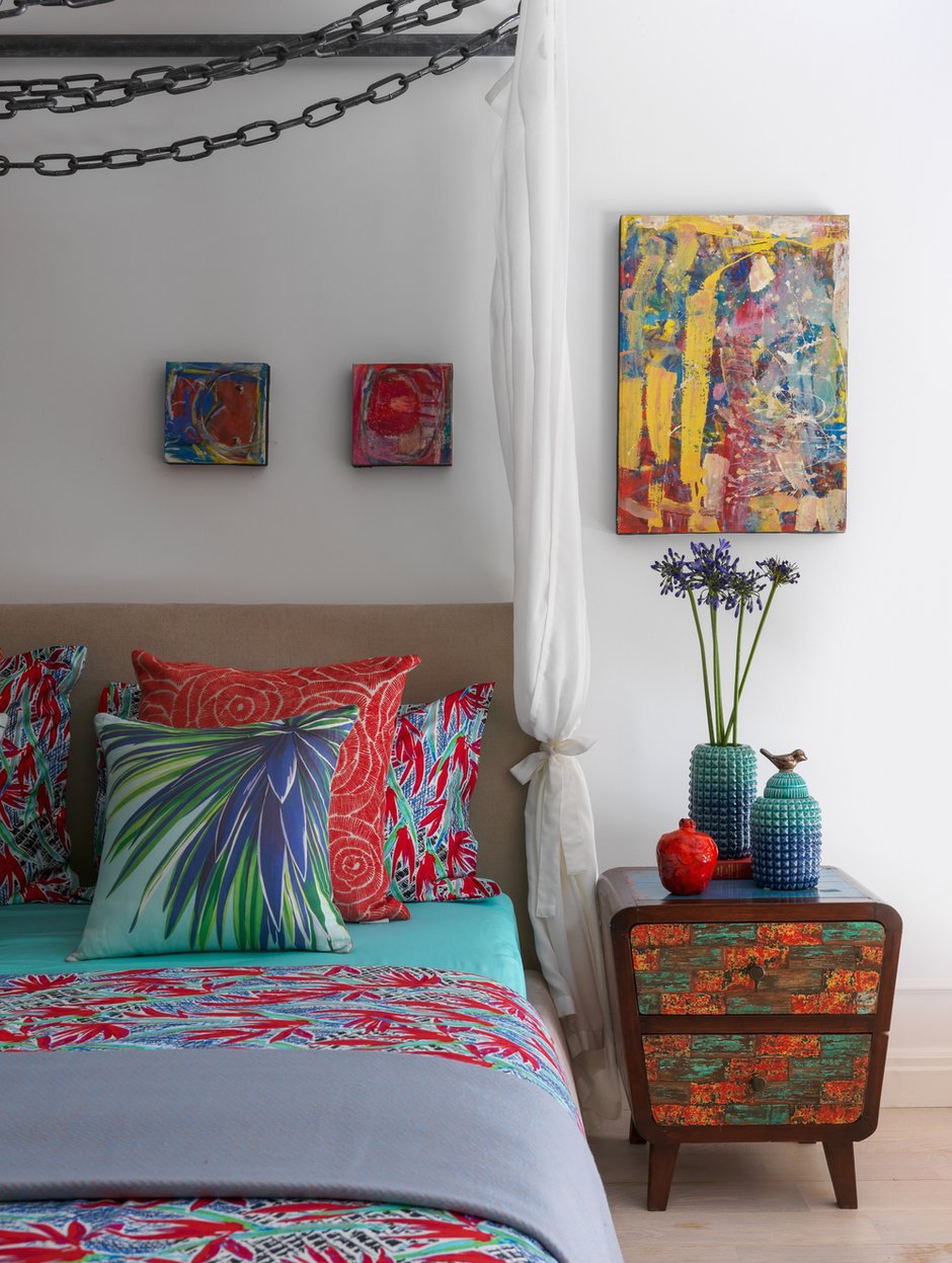 Фотография: Спальня в стиле Эклектика, Лофт, Квартира, Проект недели, Москва, Монолитный дом, Дарья Василькова, 2 комнаты, 60-90 метров, ЖК Гринфилд – фото на INMYROOM