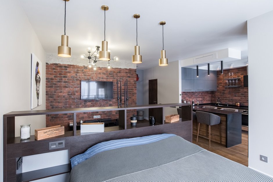 Фотография: Гостиная в стиле Лофт, Квартира, Студия, Проект недели, Мытищи, Монолитный дом, 40-60 метров, Маргарита Фомина, ЖК Мытищи-Лайт – фото на INMYROOM