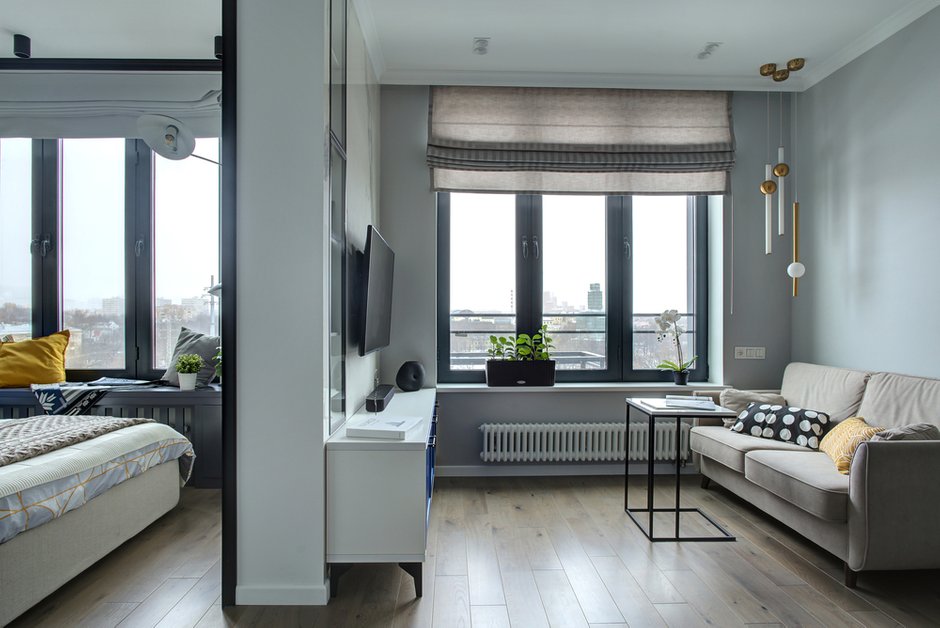 Фотография: Гостиная в стиле Современный, Квартира, Проект недели, Москва, 2 комнаты, до 40 метров, Royal Fusion – фото на INMYROOM