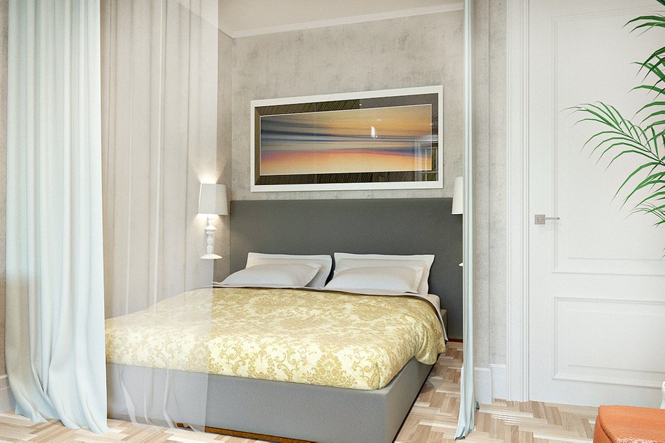 Фотография: Спальня в стиле Современный, Квартира, Проект недели, Краснодар, Екатерина Кондратюк, Монолитный дом, 1 комната, 40-60 метров – фото на INMYROOM