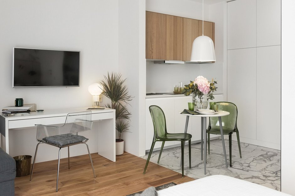 Фотография: Кухня и столовая в стиле Современный, Квартира, Студия, Проект недели, Санкт-Петербург, до 40 метров, Монолитно-кирпичный, Владимир Березин, ЖК «Голландия» – фото на INMYROOM