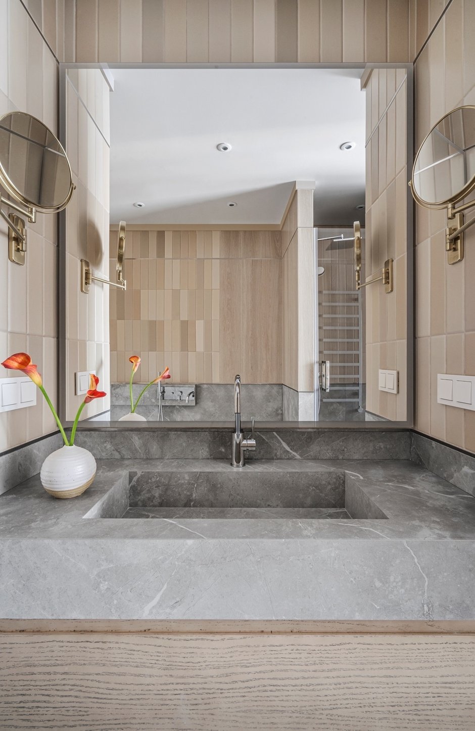 Фотография: Ванная в стиле Современный, Эклектика, Квартира, Проект недели, Москва, Евгения Матвеенко, FlatsDesign, 3 комнаты, 60-90 метров – фото на INMYROOM