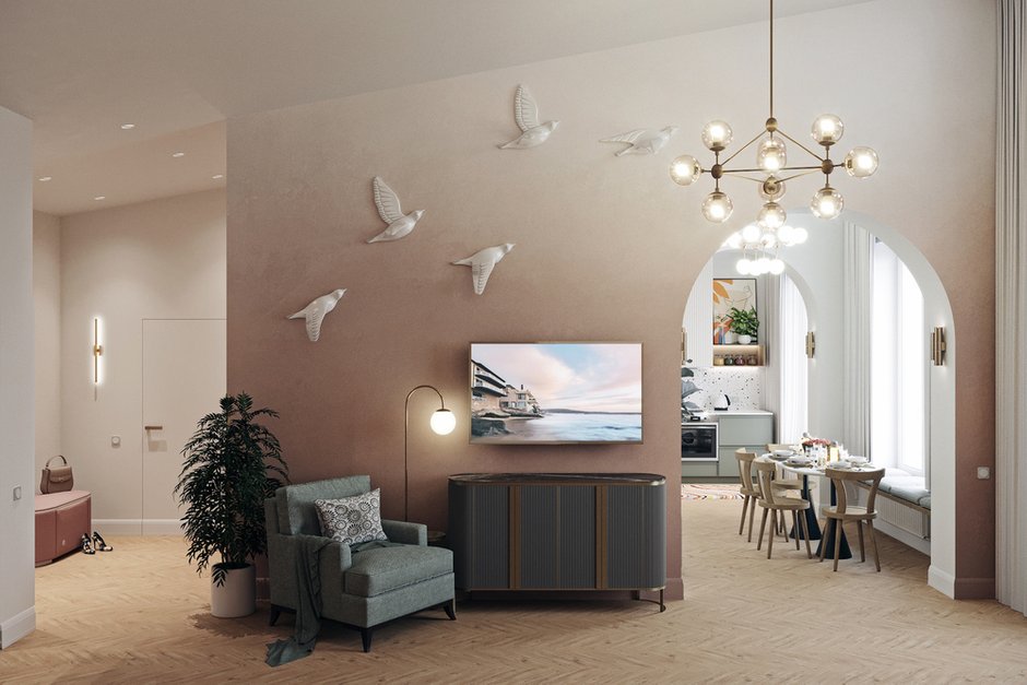 Фотография: Гостиная в стиле Современный, Эклектика, Квартира, Проект недели, Минск, 4 и больше, Более 90 метров, Наталья Добродеева – фото на INMYROOM